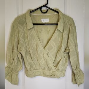 Anthropology Blouse Women's Green Wrap Top